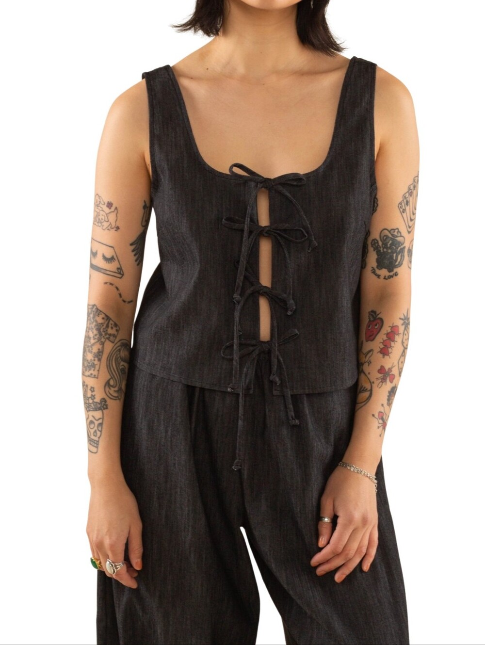 NLT (No Less Than) Denim Bow Vest